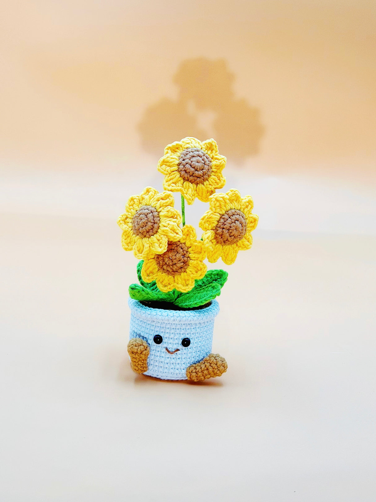 4 Headed Sunflower Crochet Flower Pot