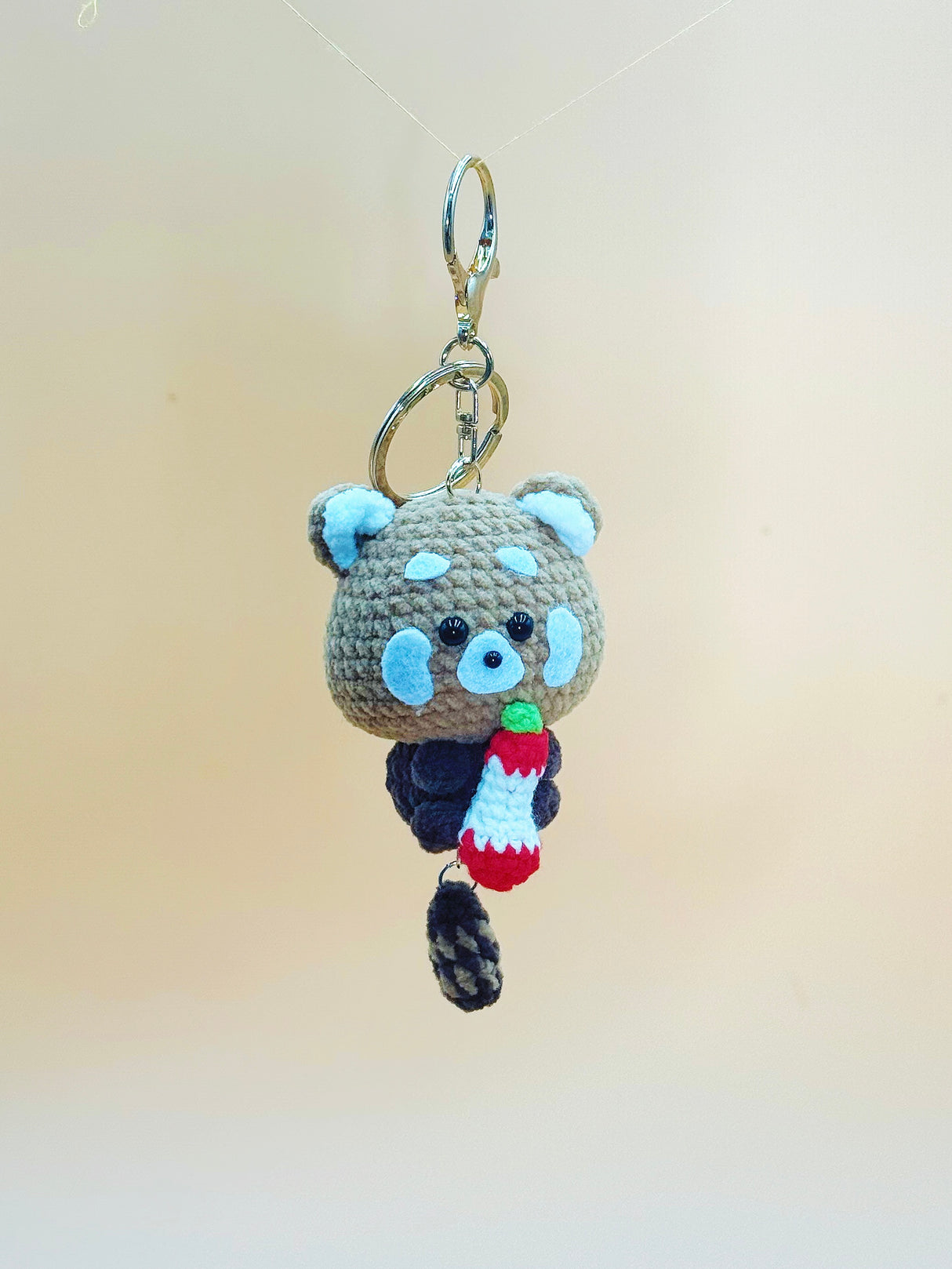 Raccoon eat Apple Keychain