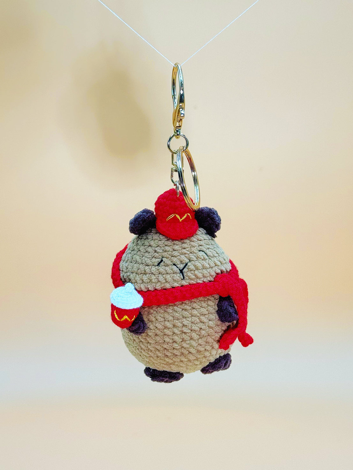 Capybara with M costume Keychain