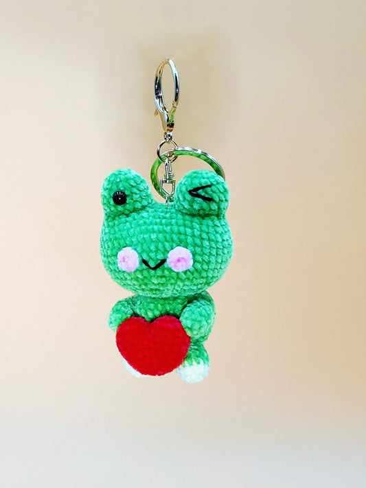 Frog with Heart Keychain