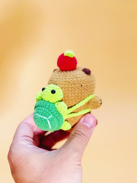 Capybara with Turtle backpack Plushie