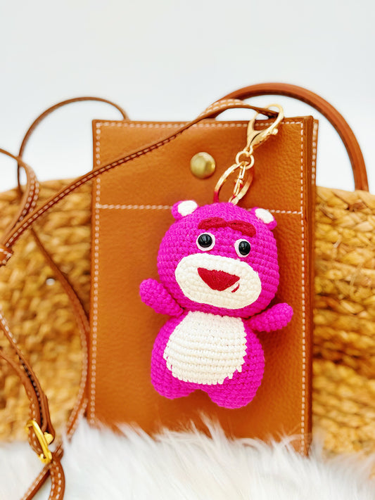 Pink Paws: Crochet Pink Bear Keychain